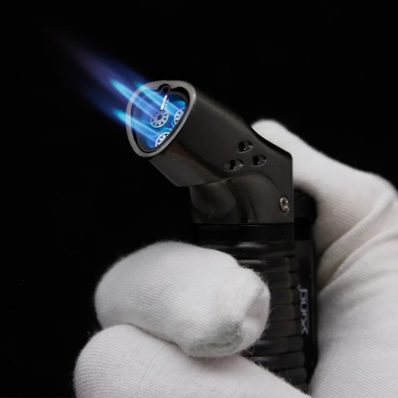 Mini Triple Torch Jet Lighter Windproof Blue Flame Cigar Lighters Butane Fuel Visible Smoking Gadget | Дом и сад