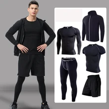 Мужская спортивная одежда Компрессионные спортивные костюмы Быстросохнущий комплект для бега s одежда спортивный костюм для бега тренировки Спорт Фитнес спортивные костюмы комплект для бега