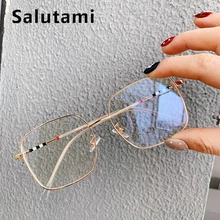 Большие Квадратные прозрачные очки, оправа для женщин, ретро сплав, очки для мужчин, винтажные, с принтом, в полоску, очки для женщин, прозрачные оттенки