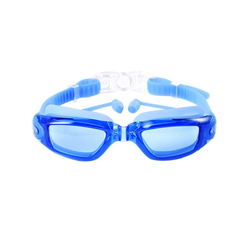 Уличные водные спортивные водонепроницаемые противотуманные плавательные очки в большой оправе с силиконовые затычки для ушей плавательные очки H65TYX201 - Цвет: TL