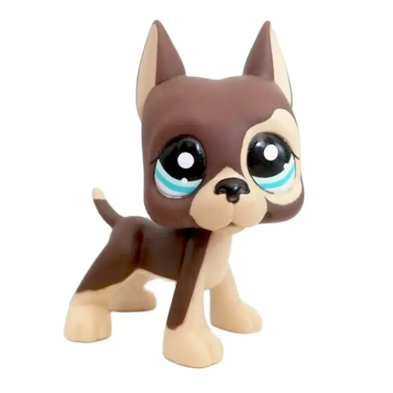 LPS#1519 Littlest Pet Shop Brown Great Dane Dog Blue Eyes Kids Toys Gift Boy 