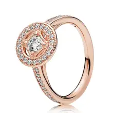 Оригинальное 925 пробы Серебряное кольцо из розового золота, Винтажное кольцо с кристаллами, кольца для женщин, модное ювелирное изделие для свадебной вечеринки