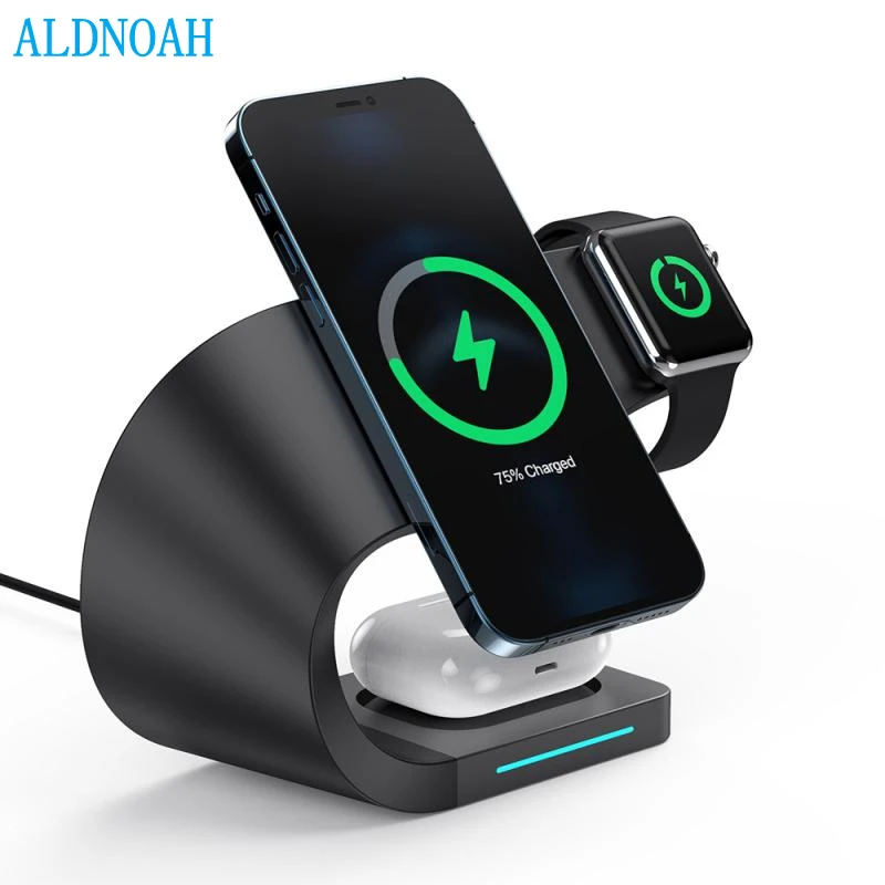 4 in 1 Magnetic Wireless Charger Stand For Magsafe iPhone 12 Mini Pro Max/Apple Watch Fast Charging Dock Station For Airpods Pro
