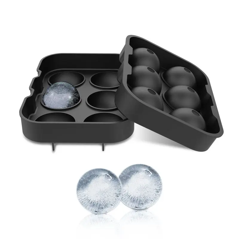 Ice Square Trays (Set of 2) Black Silicone 6 Giant Ball Maker Use for Kids with Candy Pudding Jelly Milk Juice Chocol | Дом и сад