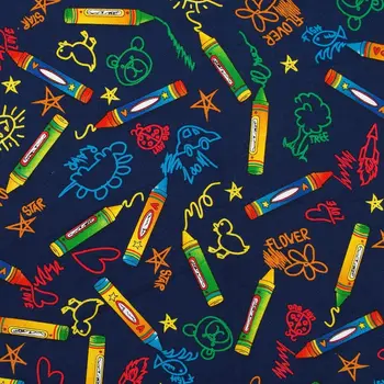 

1 yard Color pens and drawing printed Cotton Woven Fabric (width=140cm)