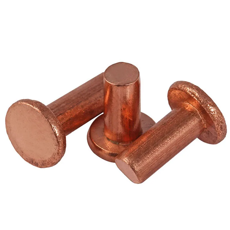 20pcs / 30pcs / 50pcs Solid Red Copper Rivet Pan Head Rivet Flat Head