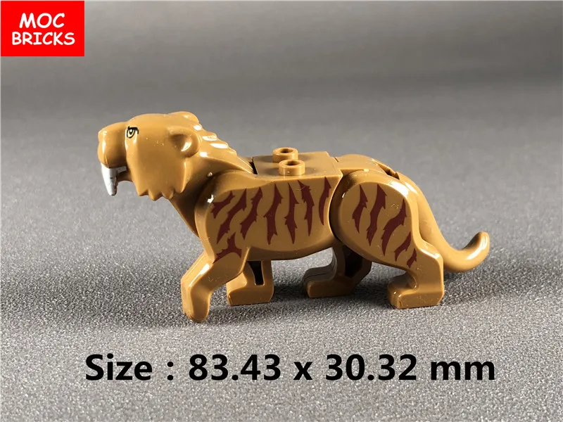 2 шт./лот MOC кирпичи животные саблезубый тигр Обучающие строительные блоки