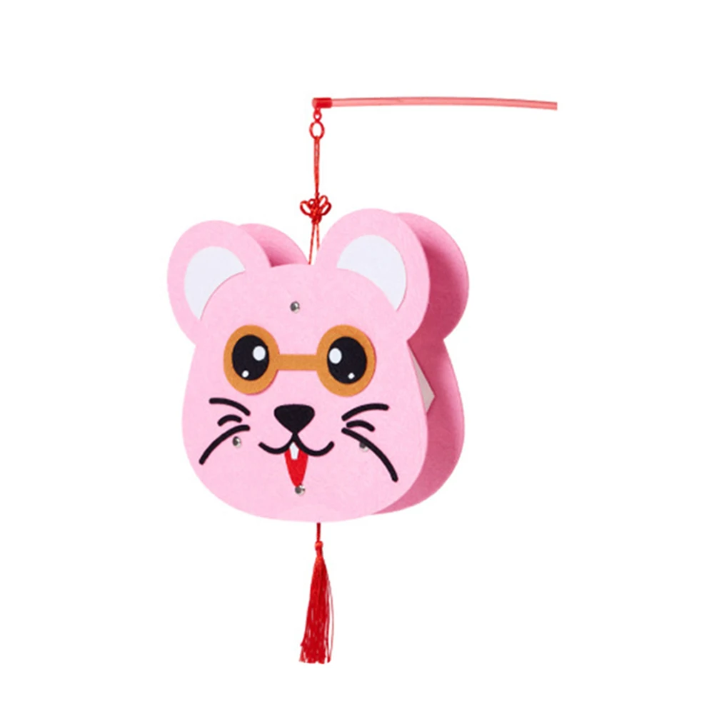 Pink Детские войлочные DIY светодиодные фонарики, новогодние украшения, украшения для детей, китайский стиль, Мультяшные украшения-фонарики, подвесные двери, подарок для детей - Цвет: Pink