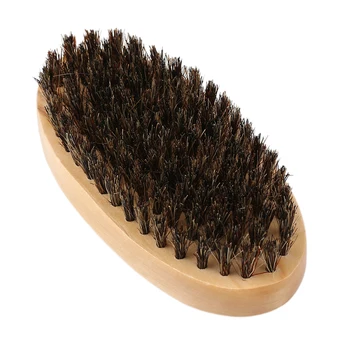 

Practical Oval Shape Men Boar Hair Bristle Facial Beard Mustache Brush Hard Round Wood Handle Face Message