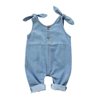 

Summer Suspender Pants Children Denim Solid Pattern Sleeveless Pants Overalls Trousers 4M-2Yrs Outfit