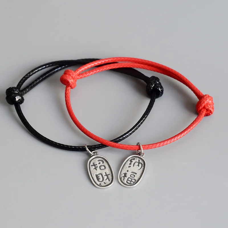 La Monada 925 Sterling Silver Bracelet Chinese Charm Couple Red Rope Thread Line Bracelets For Women Men | Украшения и аксессуары