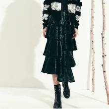 WOMENGAGA,, модная весенняя Асимметричная нестандартная юбка, Женская длинная Вельветовая юбка до лодыжки с высокой талией, Женская юбка XX002