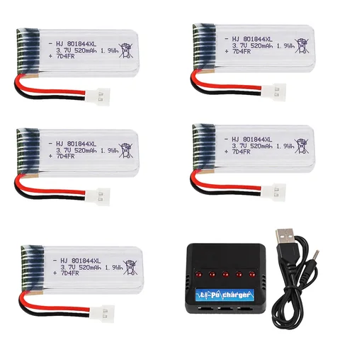 37V 520mAh 25c Lipo Battery 801844 with 5 in 1 Charger for H107P RC Camera Drone Accessories 37 v battery for H107P wholesale 37V 520mAh 25c Lipo Battery 801844 with 5 in 1 Charger for H107P RC Camera Drone Accessories 37 v battery for H107P wholesale