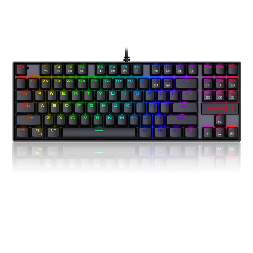 Kaufen Redragon K552RGB KUMARA K552 RGB Hintergrundbeleuchtung Mechanische Gaming Tastatur 87 Keys Blue Schalter Backlit Tastatur Für Gamer