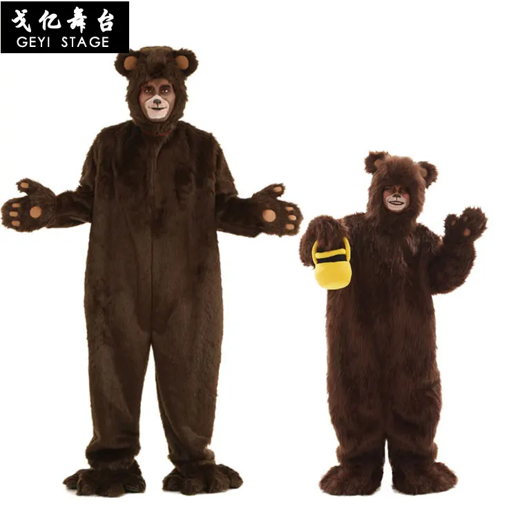Deluxe Cute Plush Brown Bear Mascot Costume Fursuit Halloween Cosplay Party Furry Dress Animal Adult Kids | Тематическая одежда и