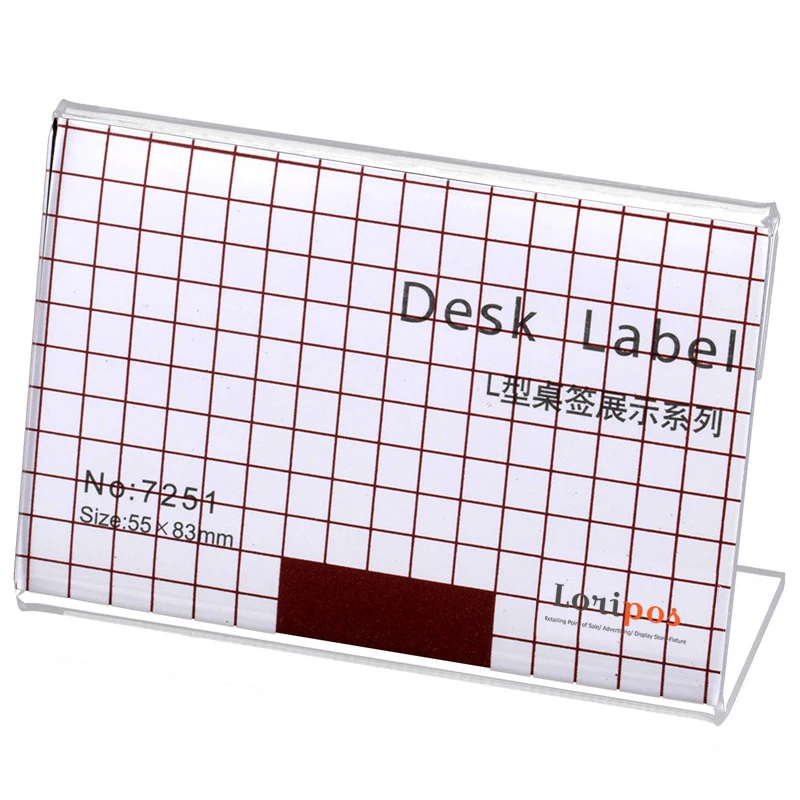 

Acrylic L Shape Free Standing Desktop Label Sign Holder 5pcs
