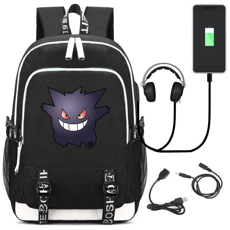 Аниме Рюкзак Pokemon Pikachu Eevee подростковый USB рюкзак для ноутбука мальчики девочки школьный женский рюкзак на плечо дорожная сумка мужской рюкзак - Цвет: YW  17