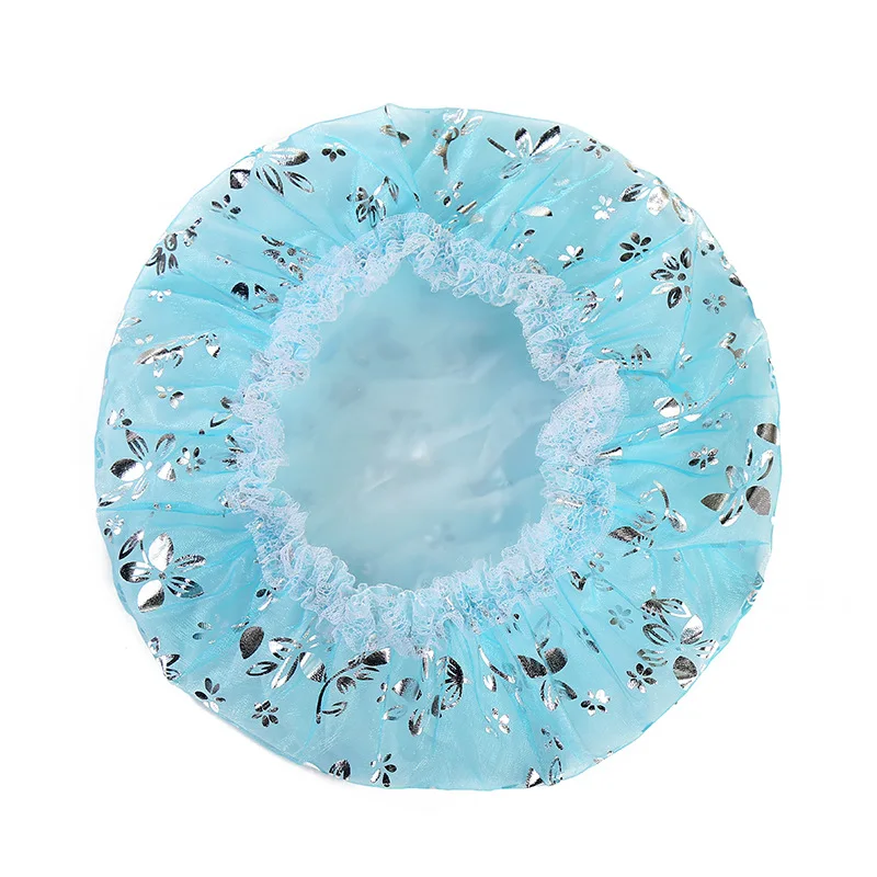 EVA double shower cap Waterproof shower cap Lace wire mesh boxed Face wash shower cap