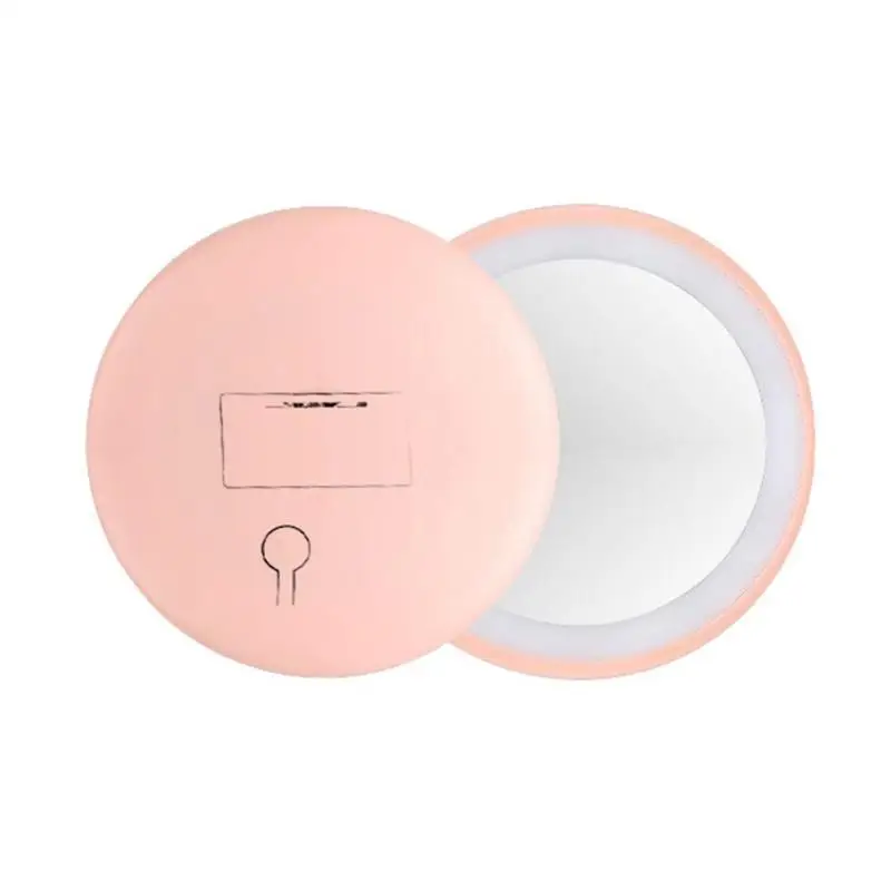 pink A Светодиодный зеркало для макияжа складное круглое косметическое зеркало ручное складное маленькое портативное карманное зеркало USB инструменты для макияжа - Цвет: pink A