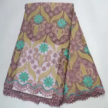 

Nigerian Lace High Qulaity Cord Guipure Lace Fabric Stones African Lace Fabric Embroidery Guipure Cord soluble lace fabric XE006