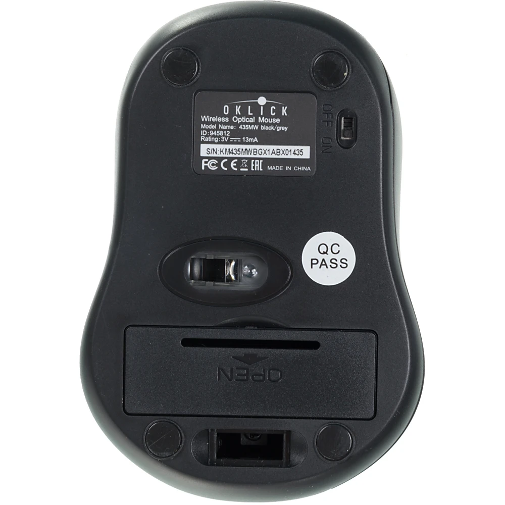 Мышь OKLICK 435MW, беспроводная, USB, серый и черный