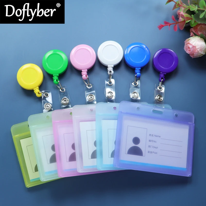 Colorful Retractable Plastic Badge Holder Reel Work Staff Use for Exhibition ID Name Card Nurse Doctor Office Chest Card