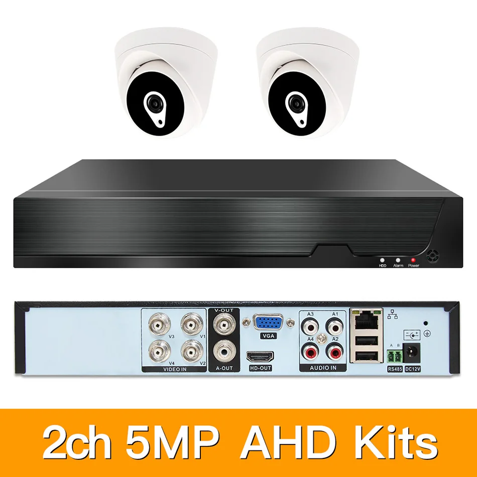 2ch 5MP AHD Kits CCTV System CCTV Security Hybrid DVR Indoor dome AHD Camera Surveillance Video P2P XMEYE 5MP KITS