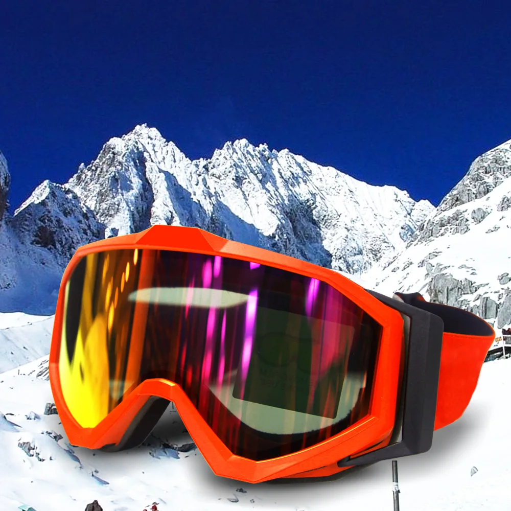 UV400 Ski Goggles Spherical Double Layers With Border Anti Fog