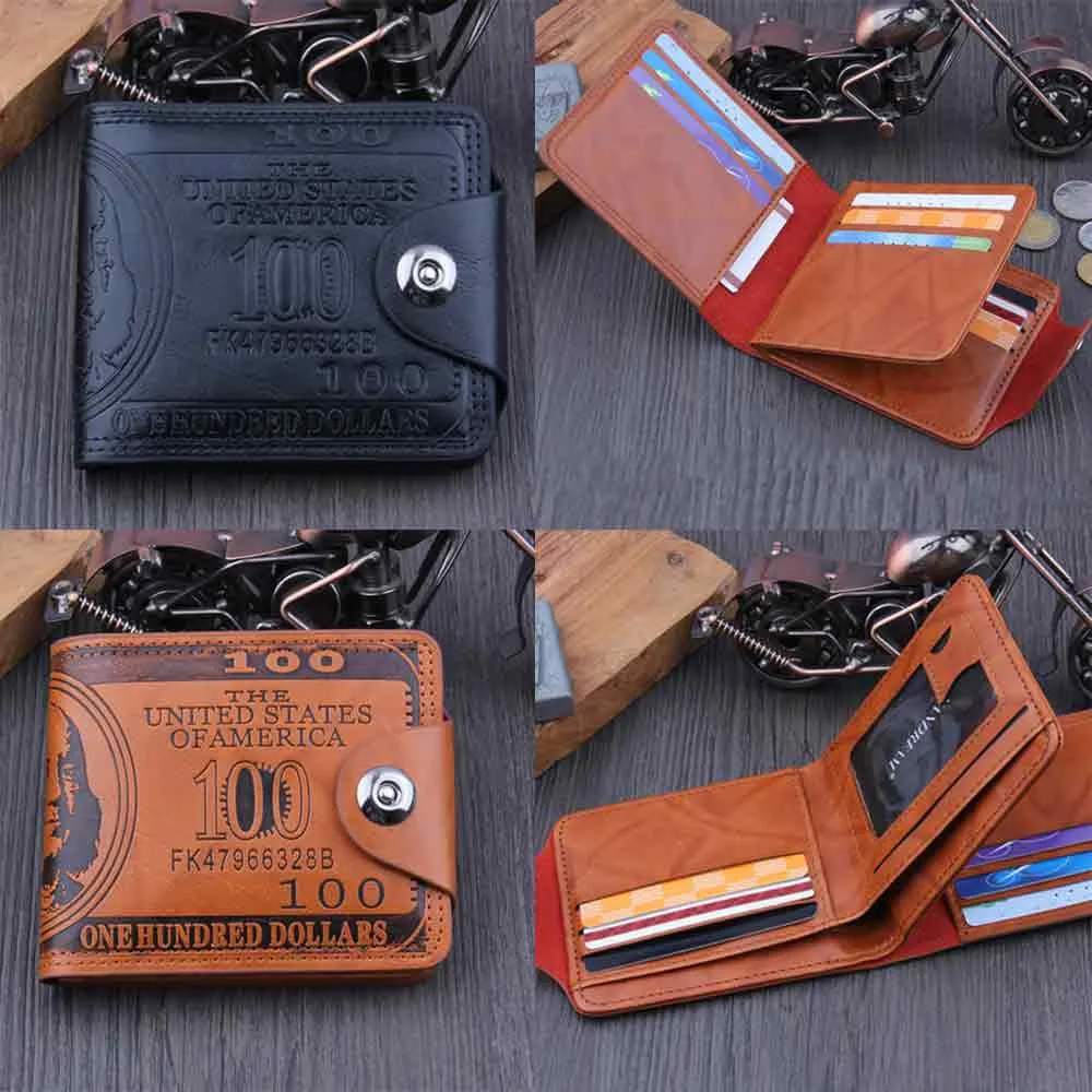 Мужской кожаный бумажник с принтом доллара США# Z40, двойной клатч из искусственной кожи, мужские короткие кошельки, кошельки для монет, мужской держатель для ID, кредитных карт