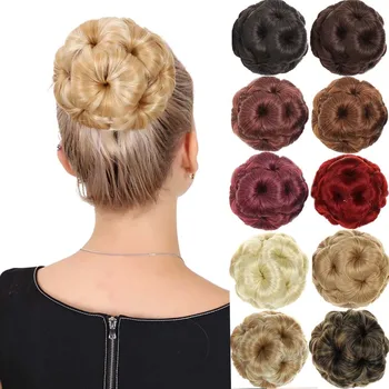 

DIANQI synthetic high temperature fiber chignon nine flowers hair female curly chignon hair bun donut clip in hairpiece