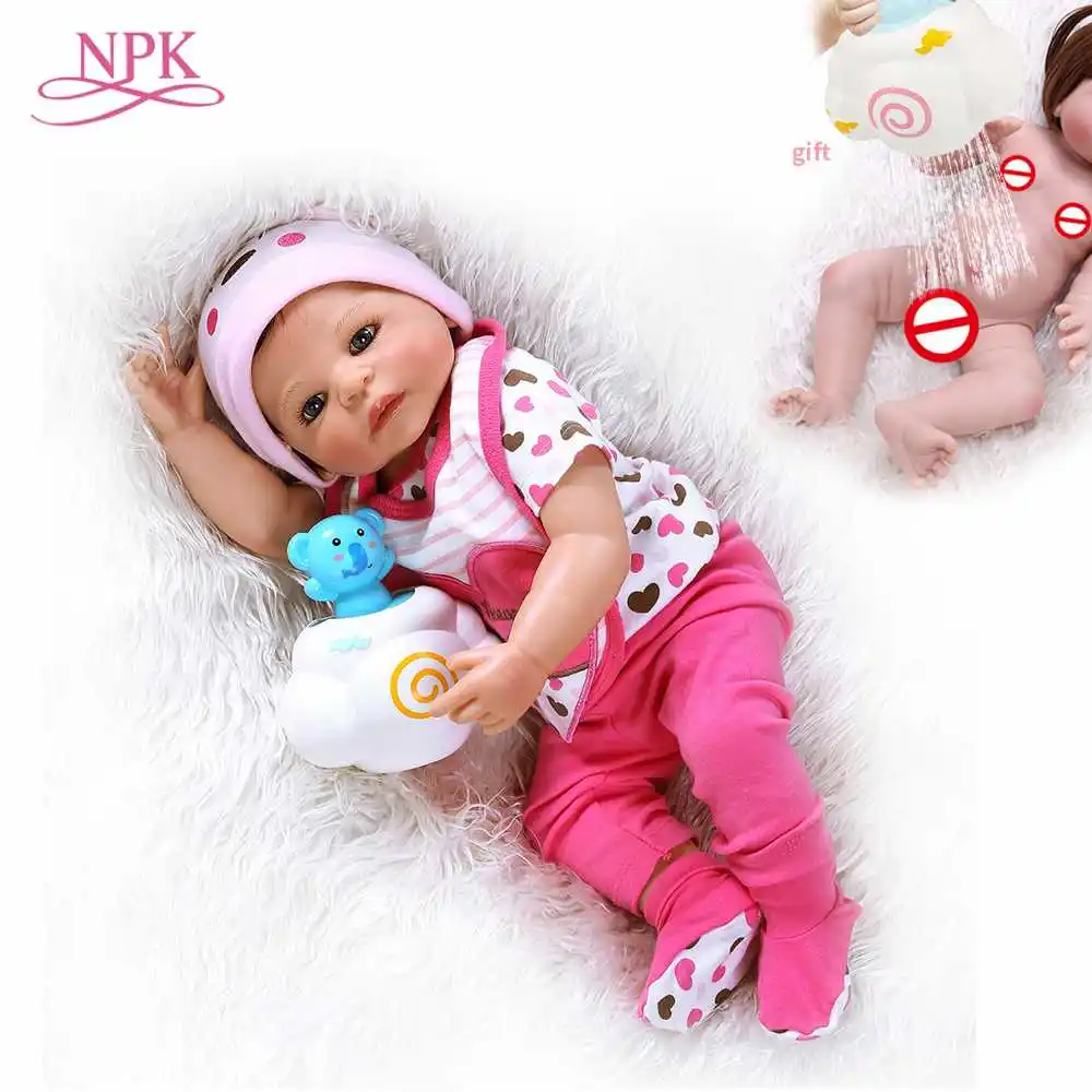

55CM full body silicone vinyl baby reborn dolls newborn sweet girl bath toy shower doll Anatomically Correct