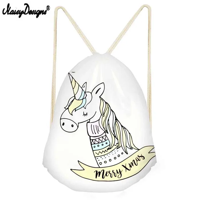 Customized Drawstring Bags Christmas Unicorns for Girls Boys Kids Bagpack Teenagers Women's Bag Dropshipping Kinderrucksack - Цвет: LMW1331Z3