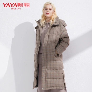 

YAYA Long Warm Down Jacket Women Winter Warm Hooded Female Turndown Collar Coat