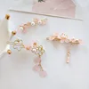 HUANZHI 2022 New Sweet Pearl Japan Cherry Blossoms Hair Clip Pink Acrylic Metal Headwear Hairpin for Women Girls Accessories ► Photo 3/6