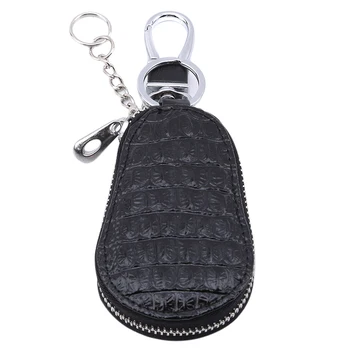 

Unisex Genuine Leather Car Key Wallet Men and Women Fashion Keychain Zipper Keys Pouch Key Ring Car key Storage Case 5 Colors