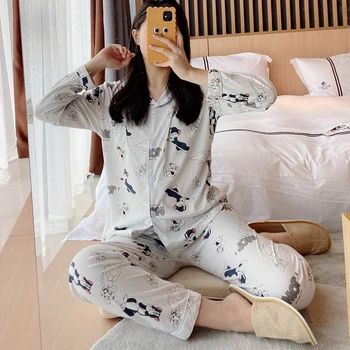 

Floral Cotton Pajamas For Women Autumn Winter Think Soft Long Sleeve Sleepwear Fashion Grils Underwear Nightshirt Sets