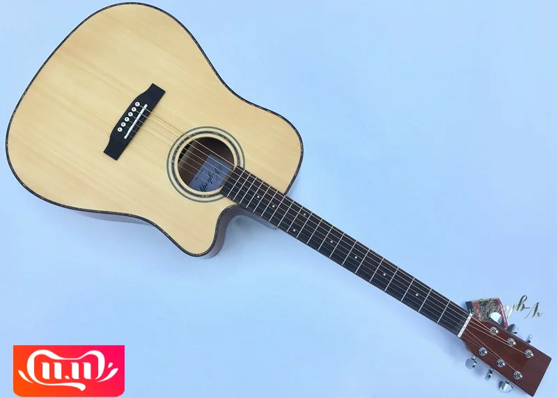 

green shell binding 41inch acoustic guitar solid spruce good sound free guitar accessory