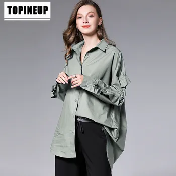 

Spring Women's Leisure Solid color Large Size Slim Irregular Shirt Feminine Blouse