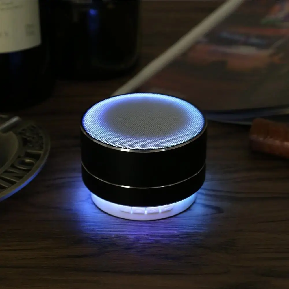 Portable Mini Metal Steel Speaker Wireless Smart Led Super Bass Speaker TF card function