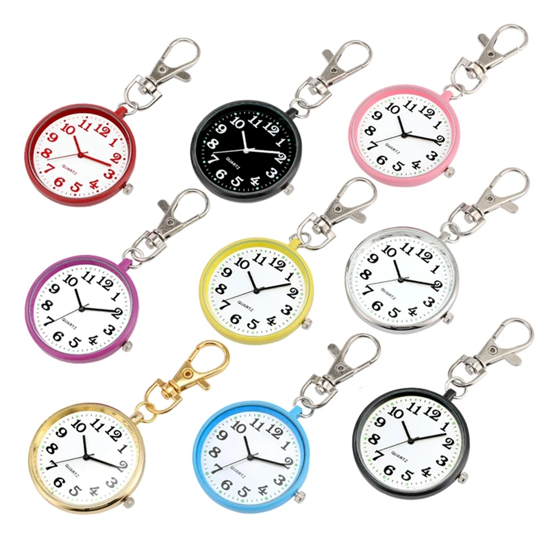 

Creative Keychain Watch Ultra-thin Round Dial Quartz Hanging Watch Charms Key Chain Jewelry Bag Key Holder Gifts for Men Women
