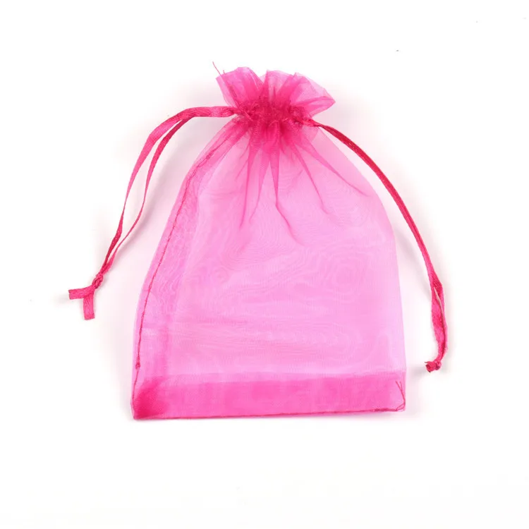 50 шт., снежные мешки из пряжи из органзы, жемчужная чистая пряжа, сумка для ювелирных изделий, косметичка, Подарочная сумка на шнурке, вечерние, свадебные подарочные сумки для конфет - Цвет: Rose red