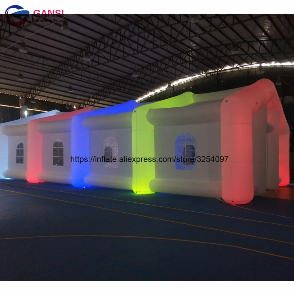 Party event oxford cloth inflatable wedding tent,customized inflatable air cube tent with led light and fan