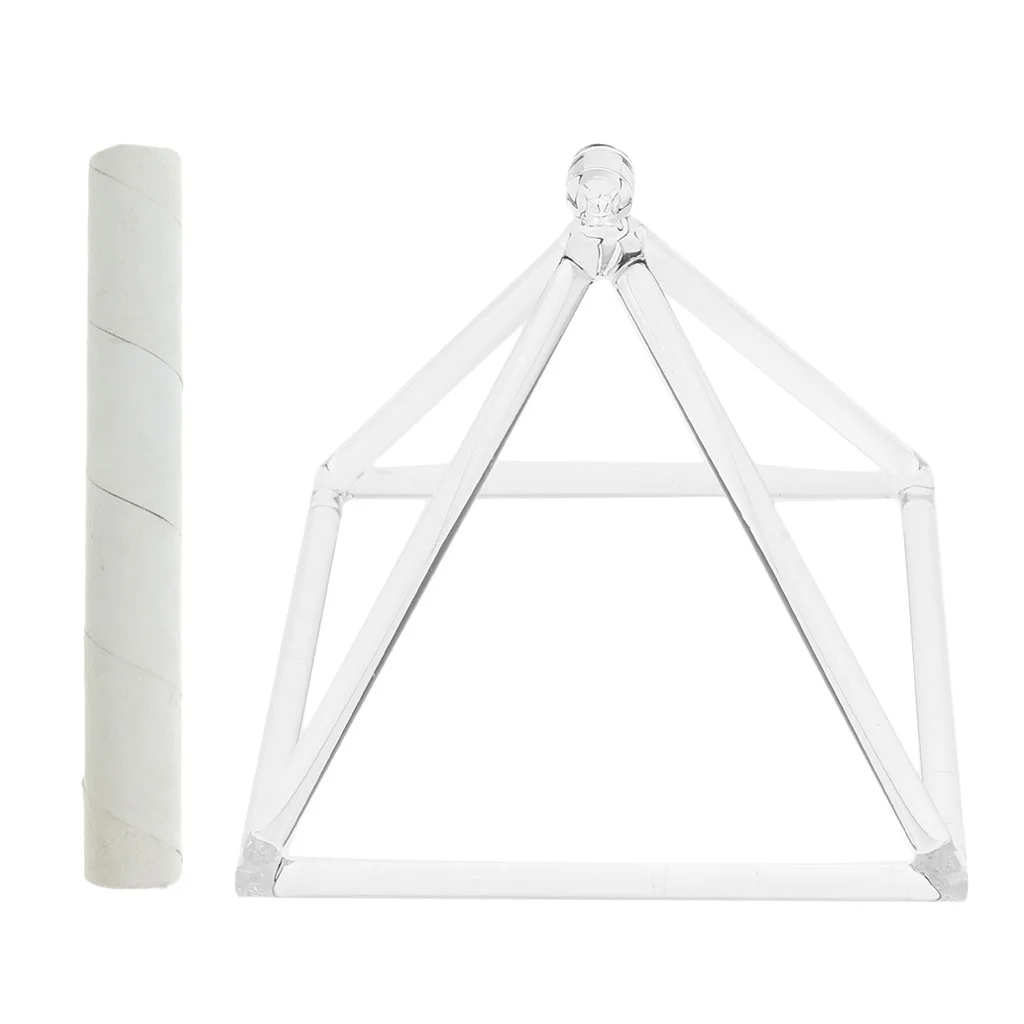 

Sacral Clear Crystal Singing Pyramid D-Note for Meditation Prayer Relaxation 8''+Suede Sticker