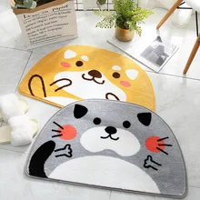 Милый мультяшный домашний полукруглый коврик из флока, водопоглощающий нескользящий коврик для ног 45x75 см