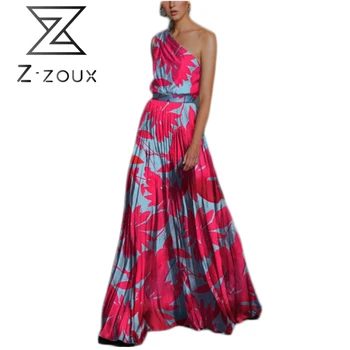 

Z-zoux Women Dress Printing Irregular Sleeveless Off Shoulder Sexy Dress Vintage Sexy Plus Size Flowers Dresses 2020 New Fashion