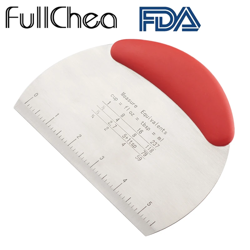 

FullChea Cooking Tools Red Dough Knife Stainless Steel Cake Bread Baking Pastry Spatula Bread Dough Knife Pastry Spatula