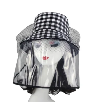 

Anti-spitting Protective Bucket Hat with Dustproof Transparent Detachable Cover Outdoor Women Face Cover Hat 66CY