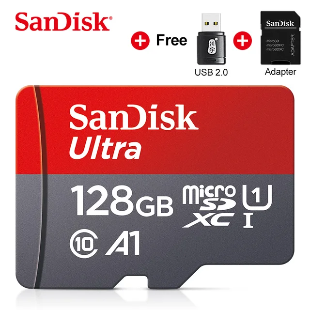 100% Original Sandisk Ultra Micro SD 128GB 64GB 32GB 16GB Memory Card 16GB microsd card TF/SD Flash Card C10 for Phone UAV GPS 128G USB card reader