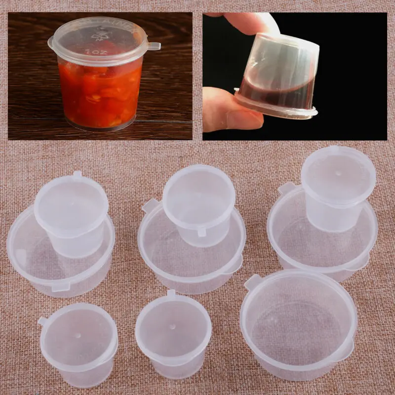 일회용 플라스틱 테이크아웃 소스 컵 용기, 힌지 뚜껑이 있는 식품 상자, 안료 ..