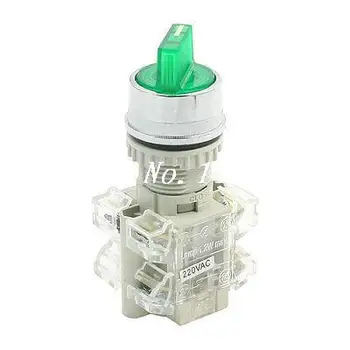 

AC 220V Rotary Selector 2 Position 6 Pin Green Light Push Button Switch